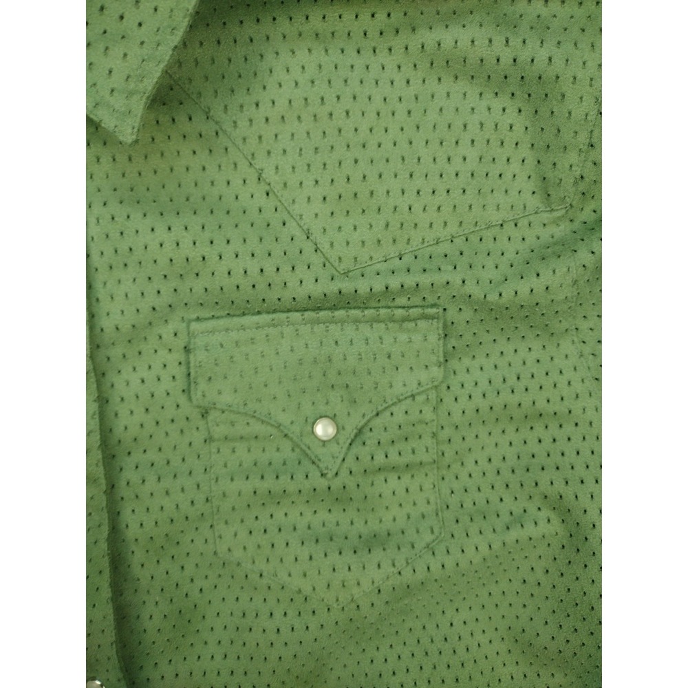 Saddle Ridge VTG 90s Look Women's Western Cowboy Green Pearl Snap Shirt - Picture 8 of 14